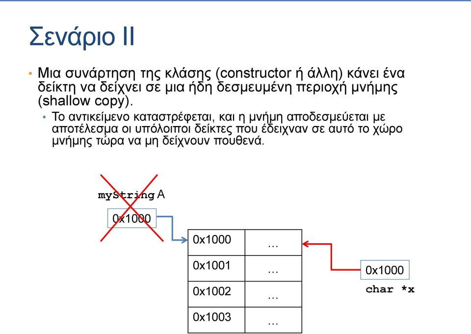 Το αντικείμενο καταστρέφεται, και η μνήμη αποδεσμεύεται με αποτέλεσμα οι υπόλοιποι