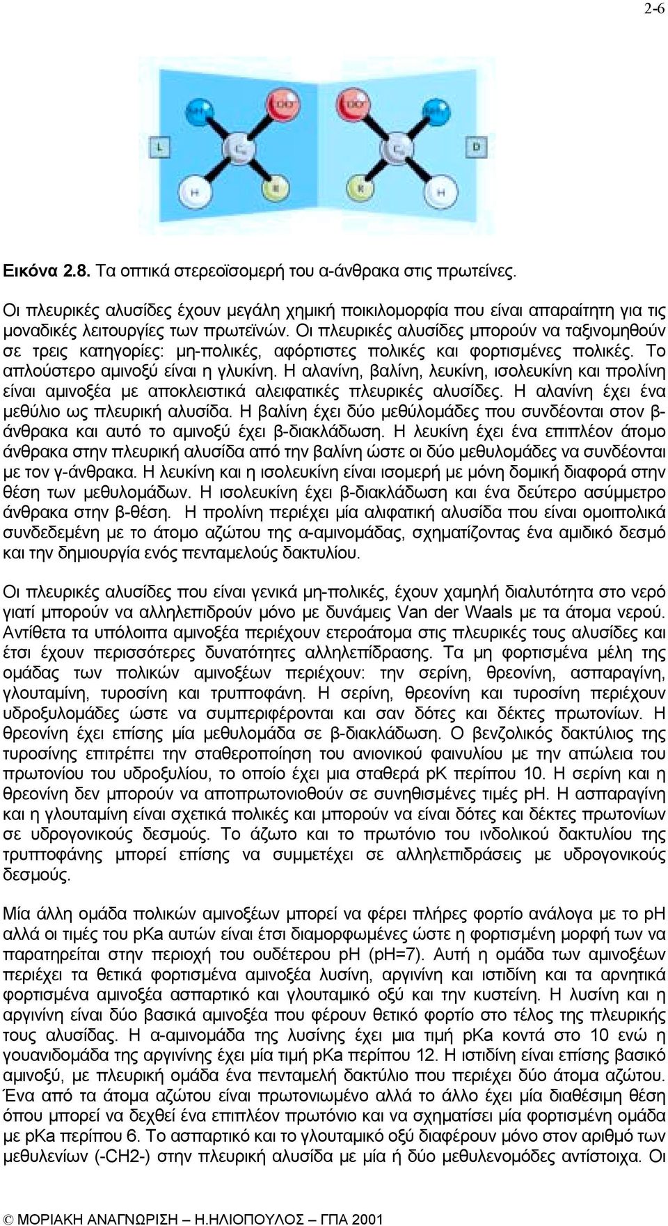 Η αλανίνη, βαλίνη, λευκίνη, ισολευκίνη και προλίνη είναι αµινοξέα µε αποκλειστικά αλειφατικές πλευρικές αλυσίδες. Η αλανίνη έχει ένα µεθύλιο ως πλευρική αλυσίδα.