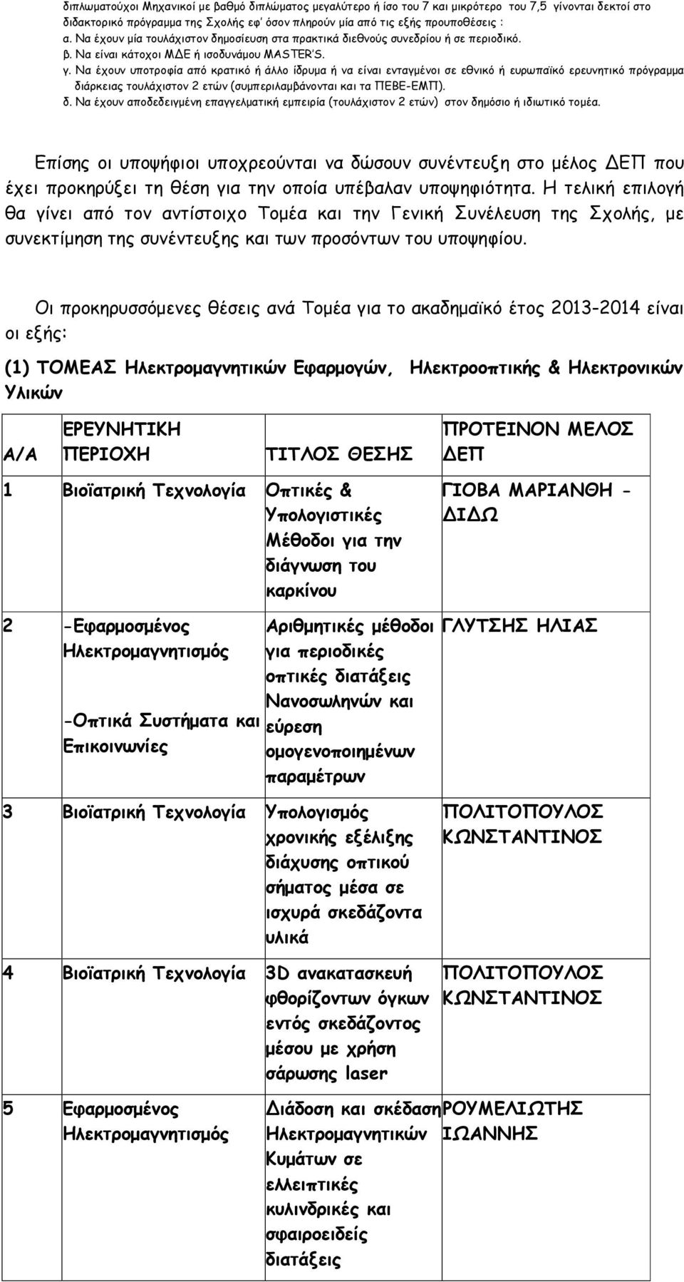 Να έχουν υποτροφία από κρατικό ή άλλο ίδρυµα ή να είναι ενταγµένοι σε εθνικό ή ευρωπαϊκό ερευνητικό πρόγραµµα δι