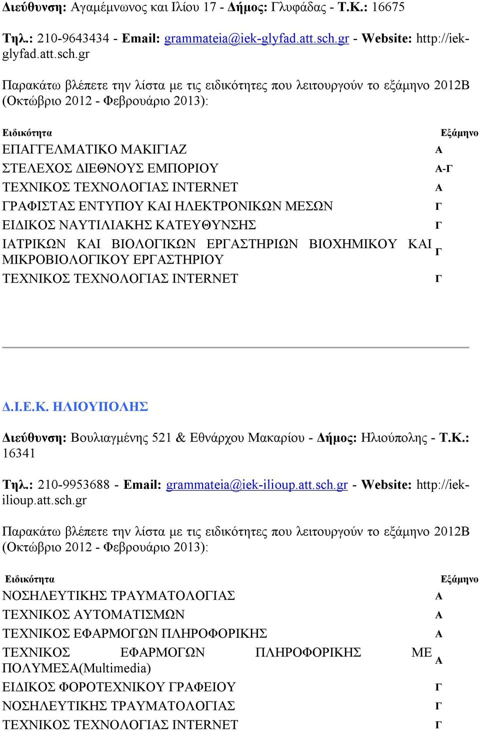 gr ΕΠΕΛΜΤΙΚΟ ΜΚΙΙΖ ΣΤΕΛΕΧΟΣ ΔΙΕΘΝΟΥΣ ΕΜΠΟΡΙΟΥ ΤΕΧΝΙΚΟΣ ΤΕΧΝΟΛΟΙΣ INTERNET ΡΦΙΣΤΣ ΕΝΤΥΠΟΥ ΚΙ ΗΛΕΚΤΡΟΝΙΚΩΝ ΜΕΣΩΝ ΕΙΔΙΚΟΣ ΝΥΤΙΛΙΚΗΣ ΚΤΕΥΘΥΝΣΗΣ ΙΤΡΙΚΩΝ ΚΙ ΒΙΟΛΟΙΚΩΝ ΕΡΣΤΗΡΙΩΝ ΒΙΟΧΗΜΙΚΟΥ ΚΙ ΜΙΚΡΟΒΙΟΛΟΙΚΟΥ