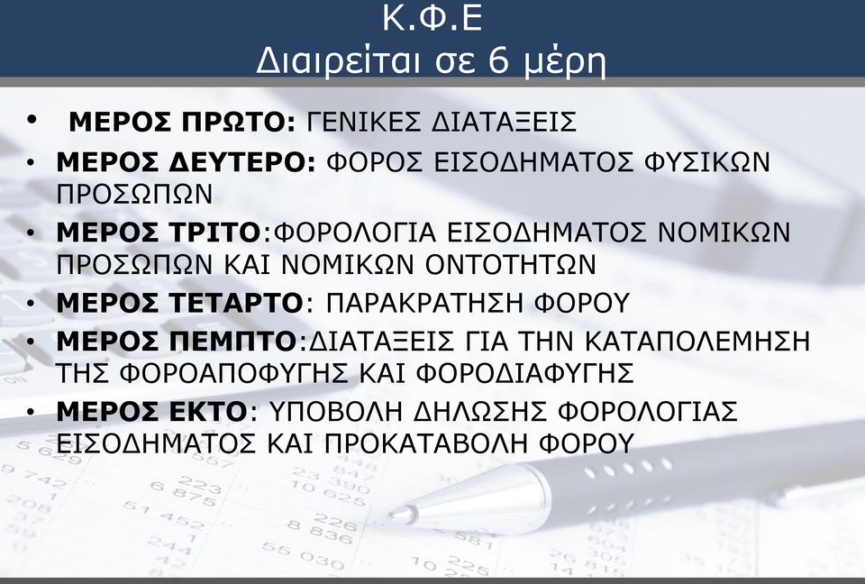 ΜΕΡΟΣ ΤΕΤΑΡΤΟ: ΠΑΡΑΚΡΑΤΗΣΗ ΦΟΡΟΥ ΜΕΡΟΣ ΠΕΜΠΤΟ:ΔΙΑΤΑΞΕΙΣ ΓΙΑ ΤΗΝ ΚΑΤΑΠΟΛΕΜΗΣΗ ΤΗΣ