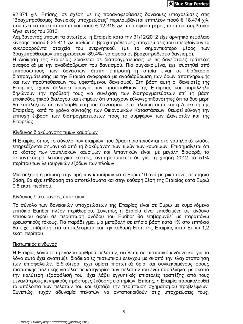 καθώς οι βραχυπρόθεσμες υποχρεώσεις του υπερβαίνουν τα κυκλοφορούντα στοιχεία του ενεργητικού. (με το σημαντικότερο μέρος των βραχυπρόθεσμων υποχρεώσεων -89,4%- να αφορά σε βραχυπρόθεσμο δανεισμό).