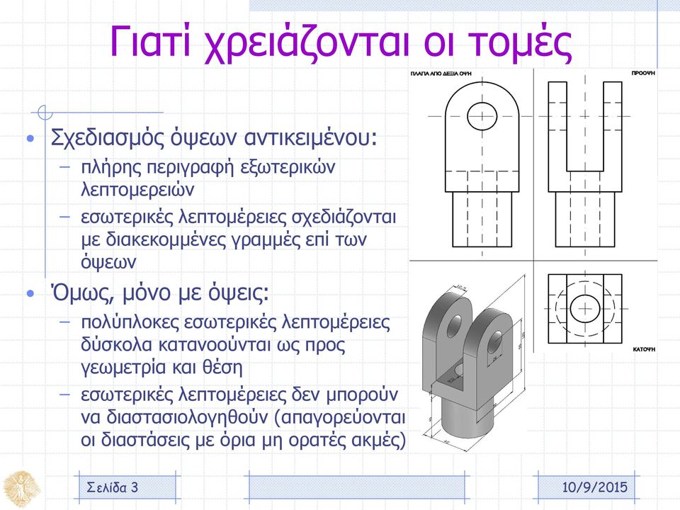 πολύπλοκες εσωτερικές λεπτομέρειες δύσκολα κατανοούνται ως προς γεωμετρία και θέση εσωτερικές