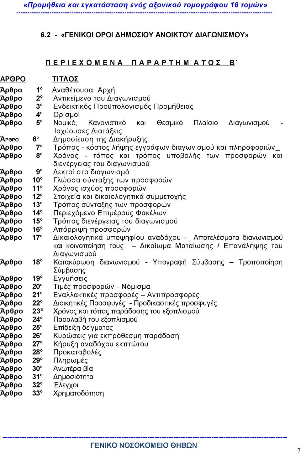 εγγράφων διαγωνισμού και πληροφοριών Άρθρο 8 ο Χρόνος - τόπος και τρόπος υποβολής των προσφορών και διενέργειας του διαγωνισμού Άρθρο 9 ο Δεκτοί στο διαγωνισμό Άρθρο 10 ο Γλώσσα σύνταξης των
