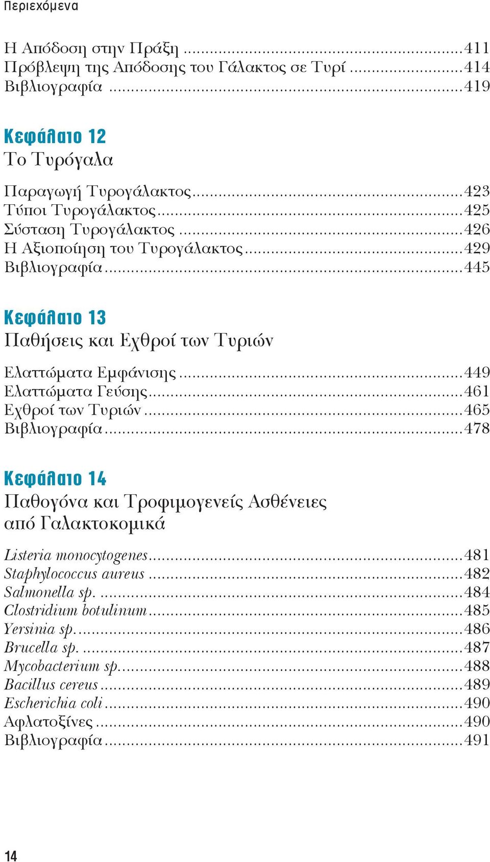 ..461 Εχθροί των Τυριών...465 Βιβλιογραφία...478 Κεφάλαιο 14 Παθογόνα και Τροφιμογενείς Ασθένειες από Γαλακτοκομικά Listeria monocytogenes...481 Staphylococcus aureus.