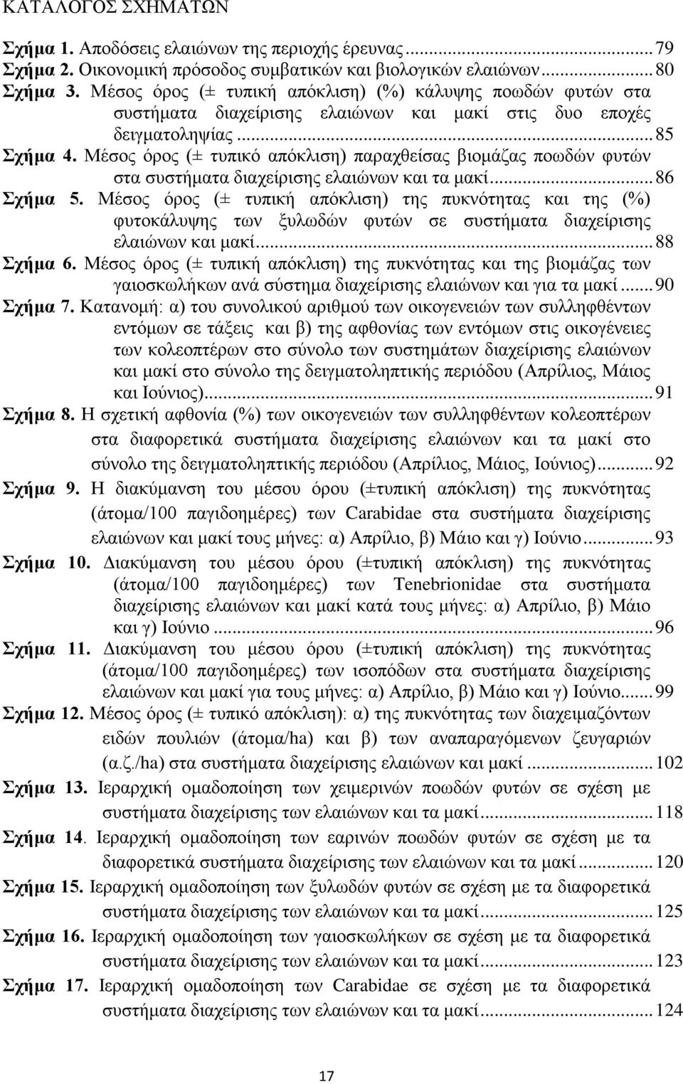 Μέσος όρος (± τυπικό απόκλιση) παραχθείσας βιομάζας ποωδών φυτών στα συστήματα διαχείρισης ελαιώνων και τα μακί... 86 Σχήμα 5.