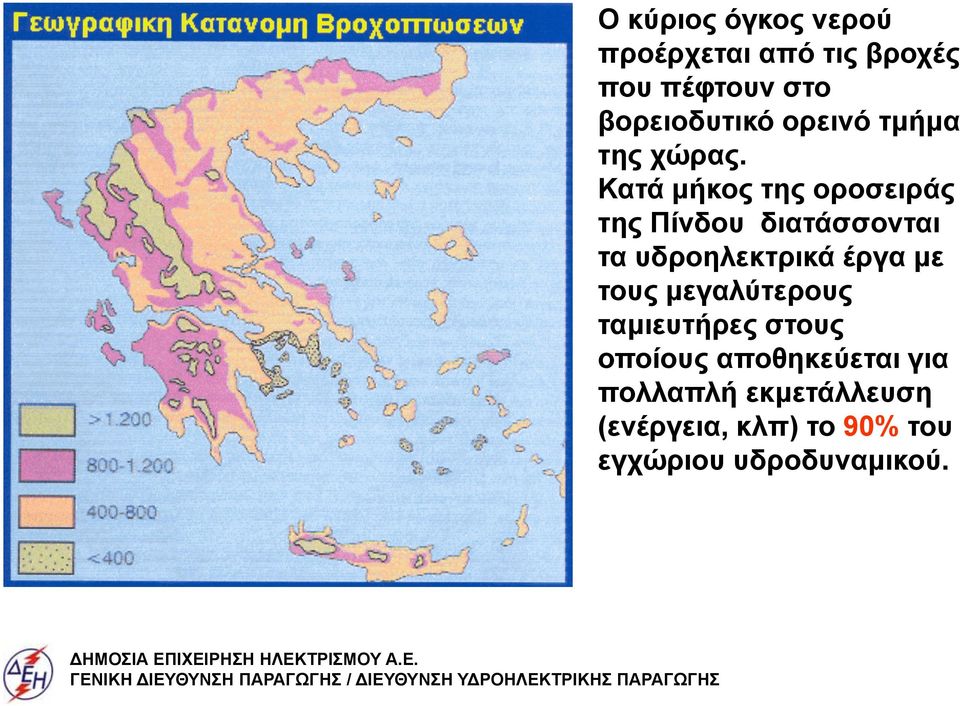 Κατά μήκος της οροσειράς της Πίνδου διατάσσονται τα υδροηλεκτρικά έργα με