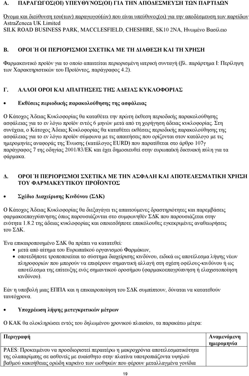 ΟΡΟΙ Ή ΟΙ ΠΕΡΙΟΡΙΣΜΟΙ ΣΧΕΤΙΚΑ ΜΕ ΤΗ ΔΙΑΘΕΣΗ ΚΑΙ ΤΗ ΧΡΗΣΗ Φαρμακευτικό προϊόν για το οποίο απαιτείται περιορισμένη ιατρική συνταγή (βλ.