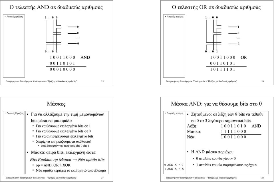 bits σε Για να αντιστρέψουμε επιλεγμένα bits Χωρίς να επηρεάζουμε τα υπόλοιπα!