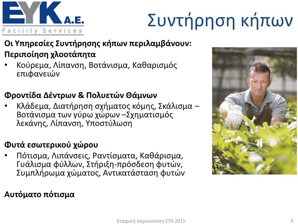 χώρων Σχηματισμός λεκάνης, Λίπανση, Υποστύλωση Φυτά εσωτερικού χώρου Πότισμα, Λιπάνσεις, Ραντίσματα,