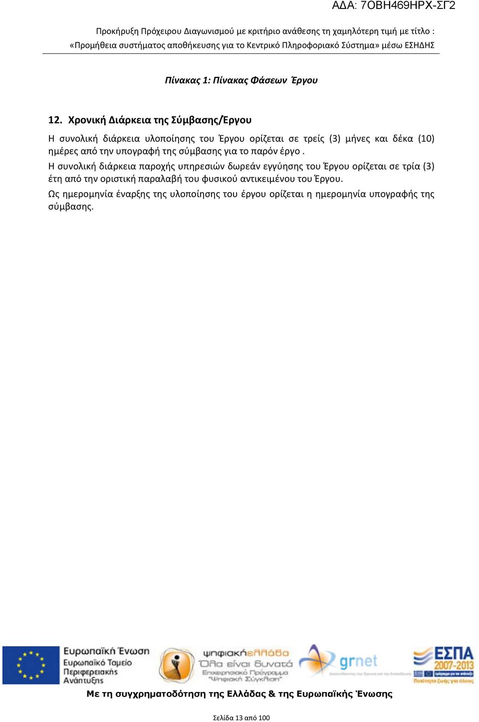 ημέρες από την υπογραφή της σύμβασης για το παρόν έργο.
