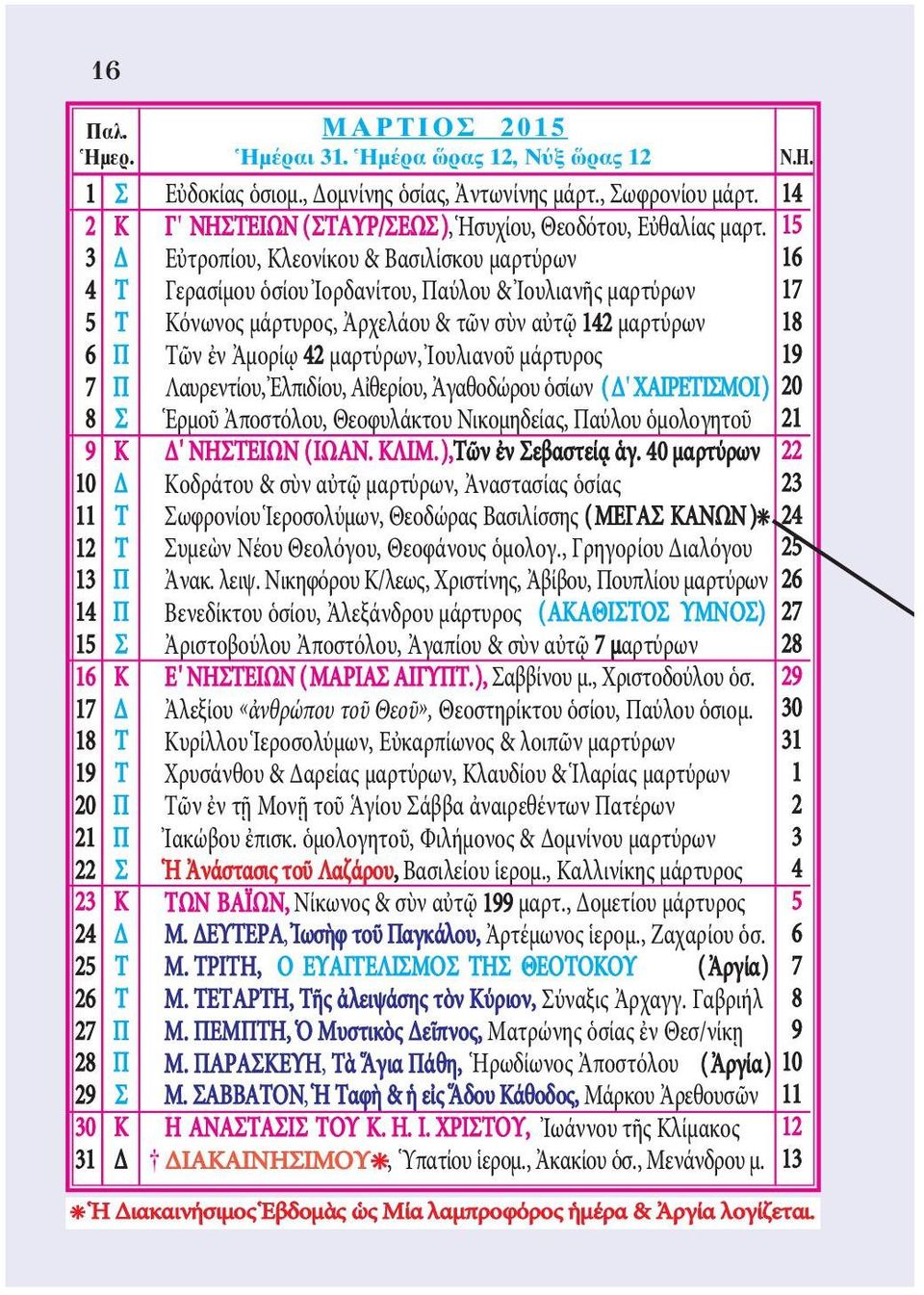 Εὐτροπίου, Κλεονίκου & Βασιλίσκου μαρτύρων Γερασίμου ὁσίου Ἰορδανίτου, Παύλου & Ἰουλιανῆς μαρτύρων Κόνωνος μάρτυρος, Ἀρχελάου & τῶν σὺν αὐτῷ 142 μαρτύρων Τῶν ἐν Ἀμορίῳ 42 μαρτύρων, Ἰουλιανοῦ μάρτυρος