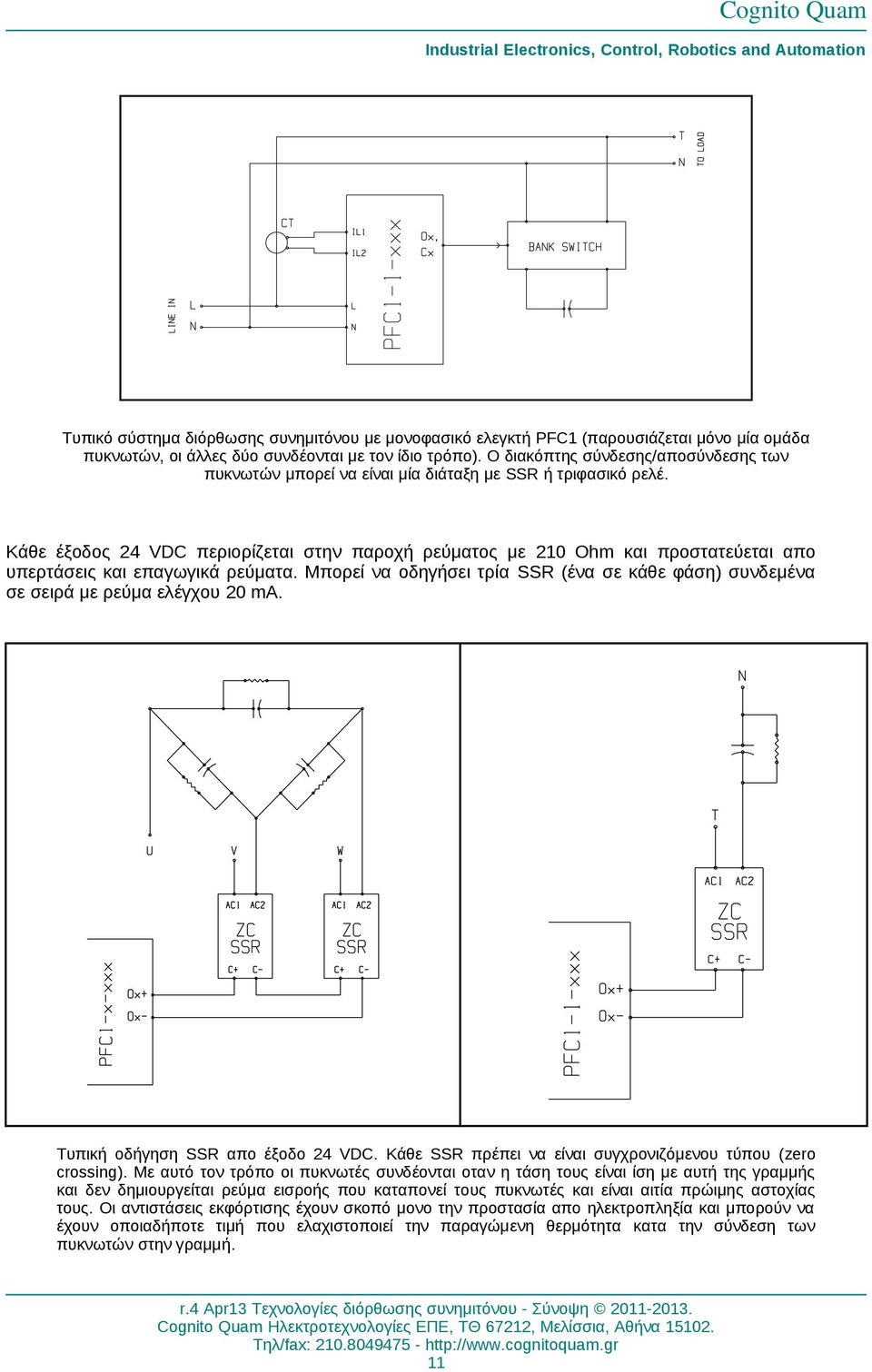 Κάθε έξοδος 24 VDC περιορίζεται στην παροχή ρεύματος με 210 Ohm και προστατεύεται απο υπερτάσεις και επαγωγικά ρεύματα.