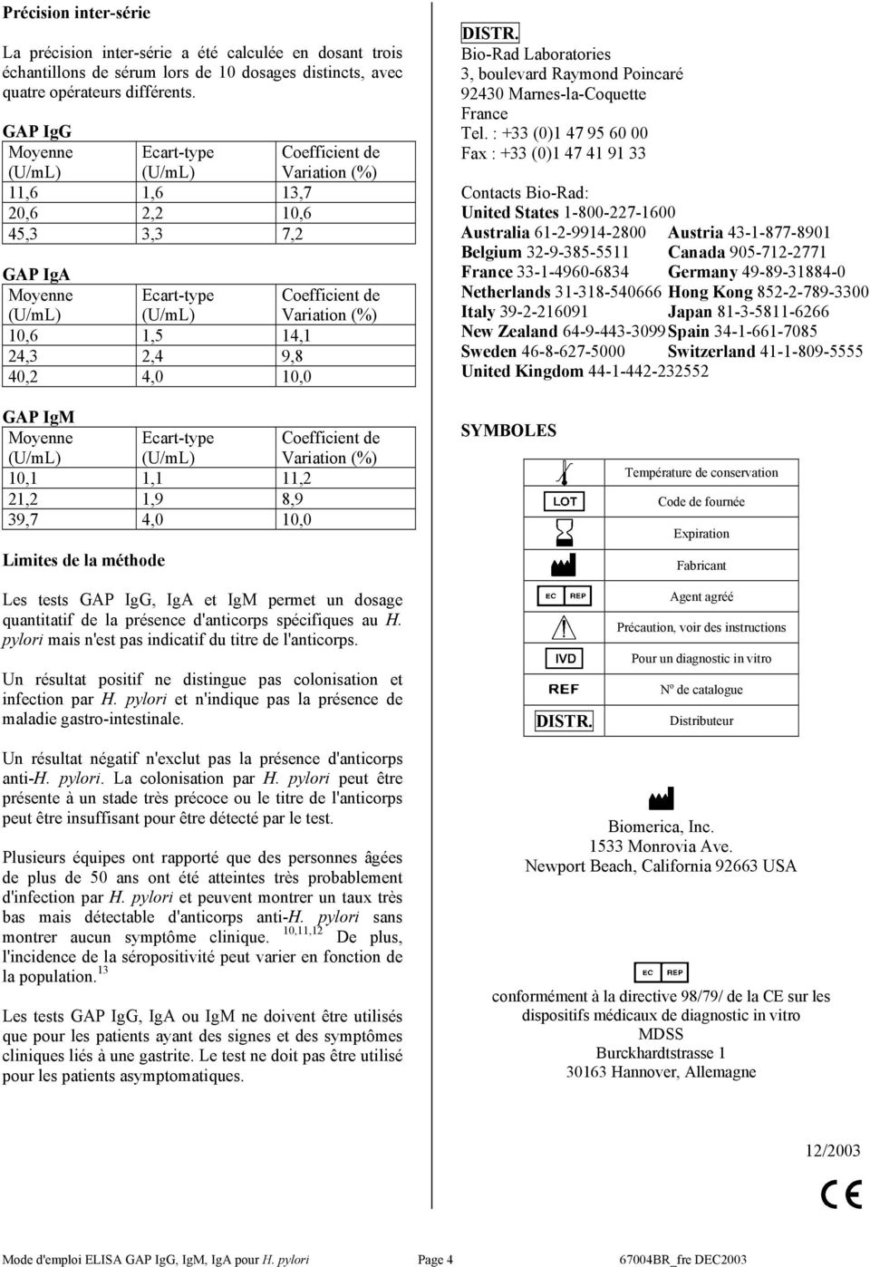 Bio-Rad Laboratories 3, boulevard Raymond Poincaré 92430 Marnes-la-Coquette France Tel.