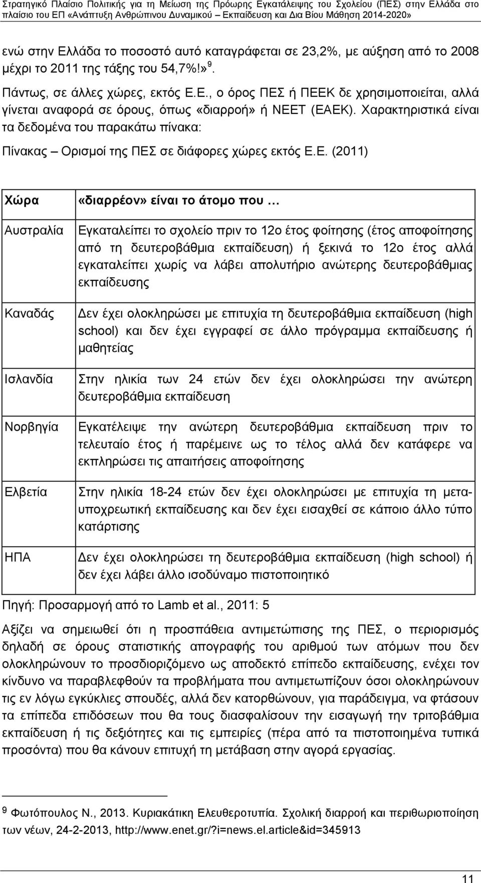 σε διάφορες χώρες εκτός Ε.