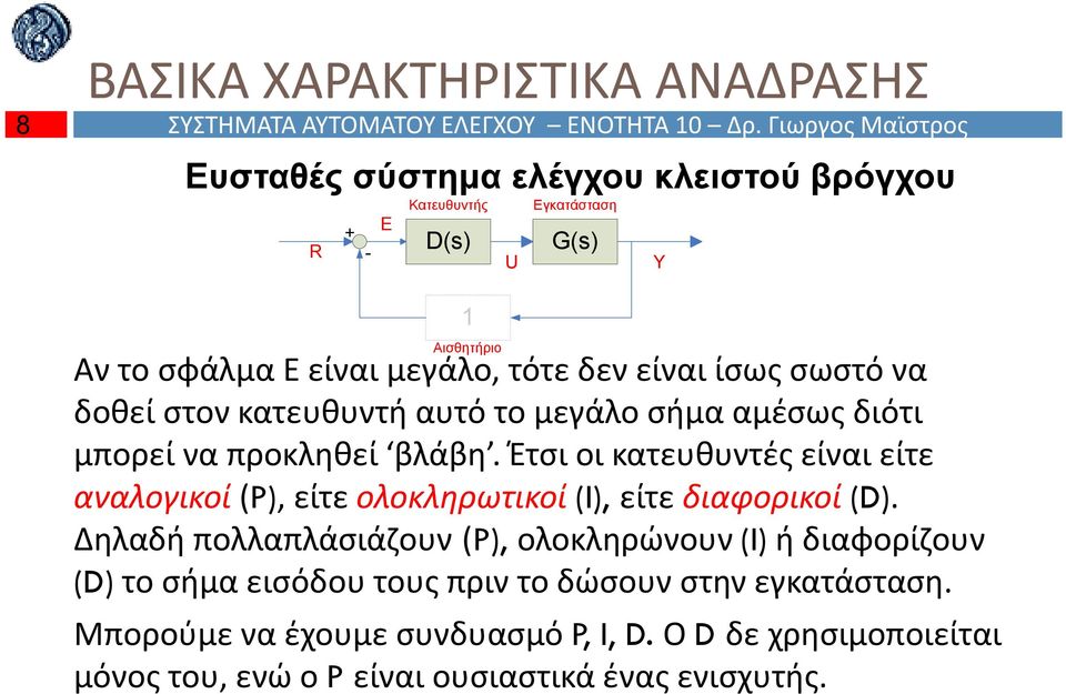 δοθεί στον κατευθυντή αυτό το μεγάλο σήμα αμέσως διότι μπορεί να προκληθεί βλάβη.