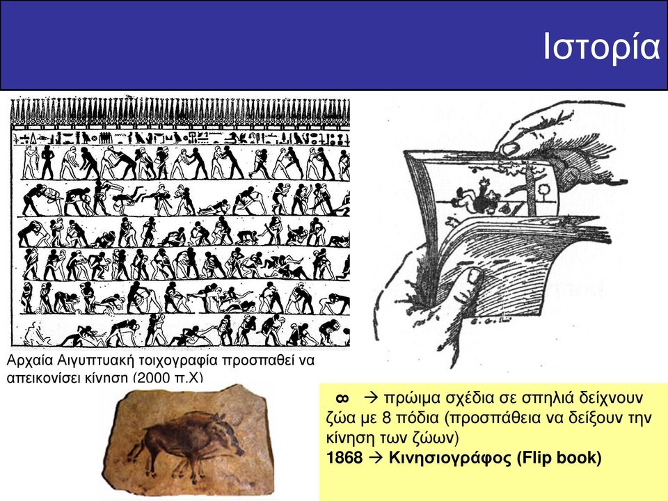 χ) πρώιμα σχέδια σε σπηλιά δείχνουν ζώα με 8 πόδια