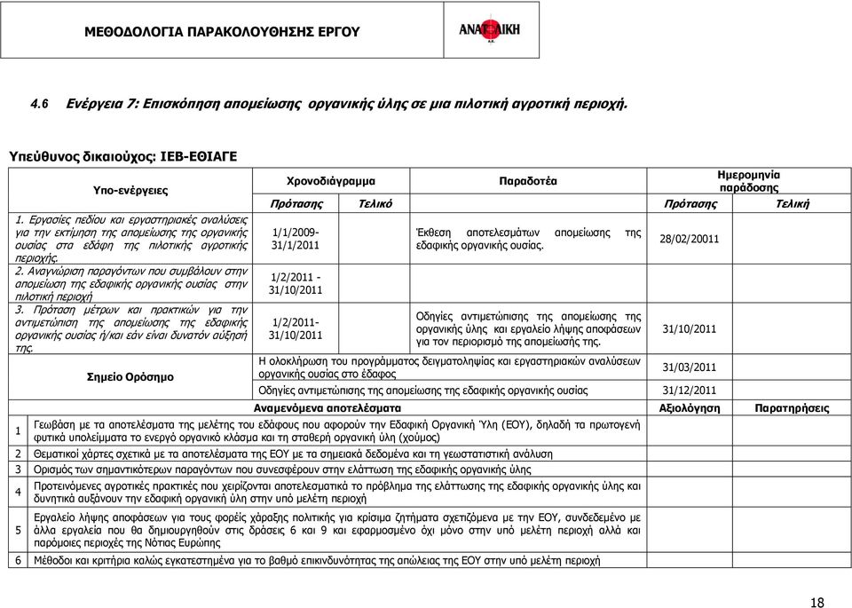 Αναγνώριση παραγόντων που συμβάλουν στην απομείωση της εδαφικής οργανικής ουσίας στην πιλοτική περιοχή 3.