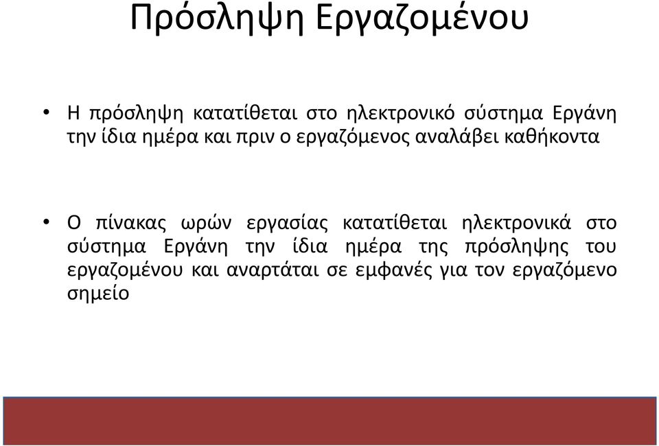 ωρών εργασίας κατατίθεται ηλεκτρονικά στο σύστημα Εργάνη την ίδια ημέρα