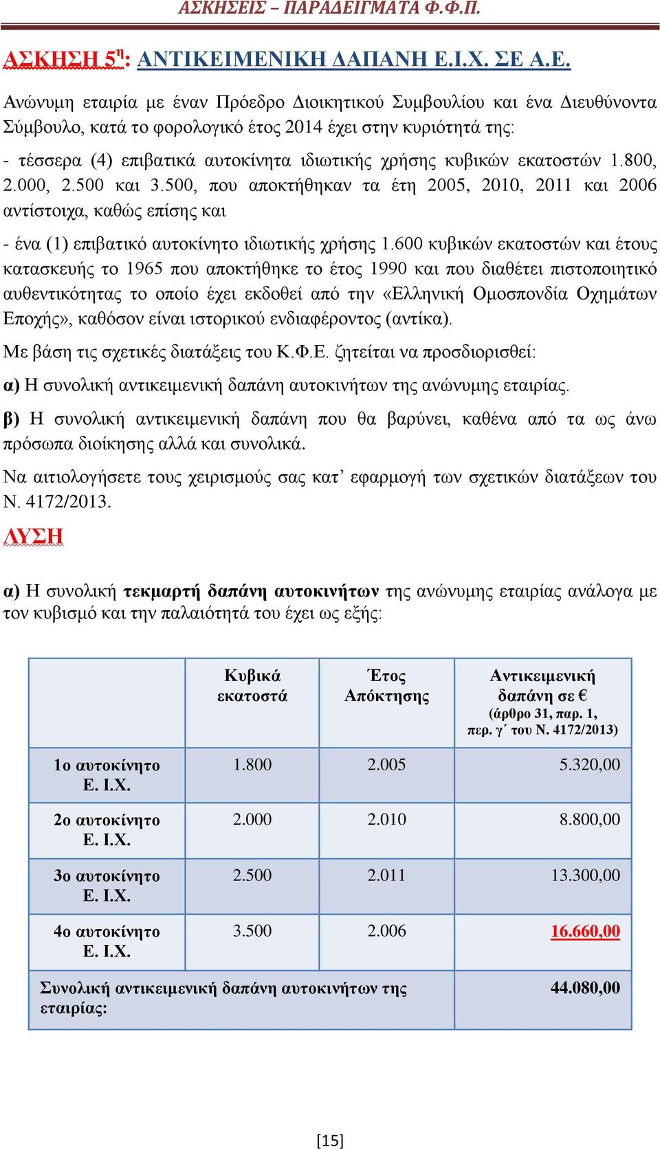 αυτοκίνητα ιδιωτικής χρήσης κυβικών εκατοστών 1.800, 2.000, 2.500 και 3.