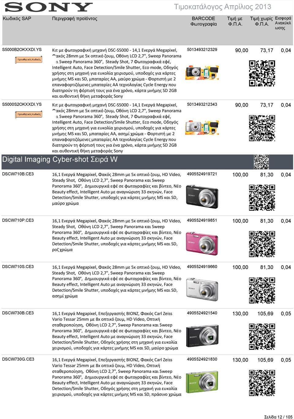 Face Detection/Smile Shutter, Eco mode, Οδηγός χρήσης στη μηχανή για ευκολία χειρισμού, υποδοχές για κάρτες μνήμης MS και SD, μπαταρίες ΑΑ, μαύρο χρώμα Φορτιστή με 2 επαναφορτιζόμενες μπαταρίες ΑΑ