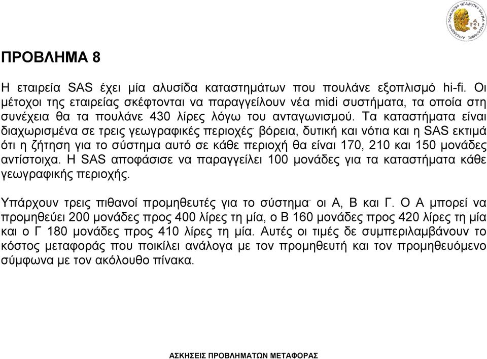 Τα καταστήματα είναι διαχωρισμένα σε τρεις γεωγραφικές περιοχές.