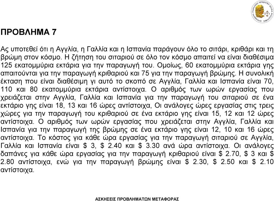 Ομοίως, 60 εκατομμύρια εκτάρια γης απαιτούνται για την παραγωγή κριθαριού και 75 για την παραγωγή βρώμης.