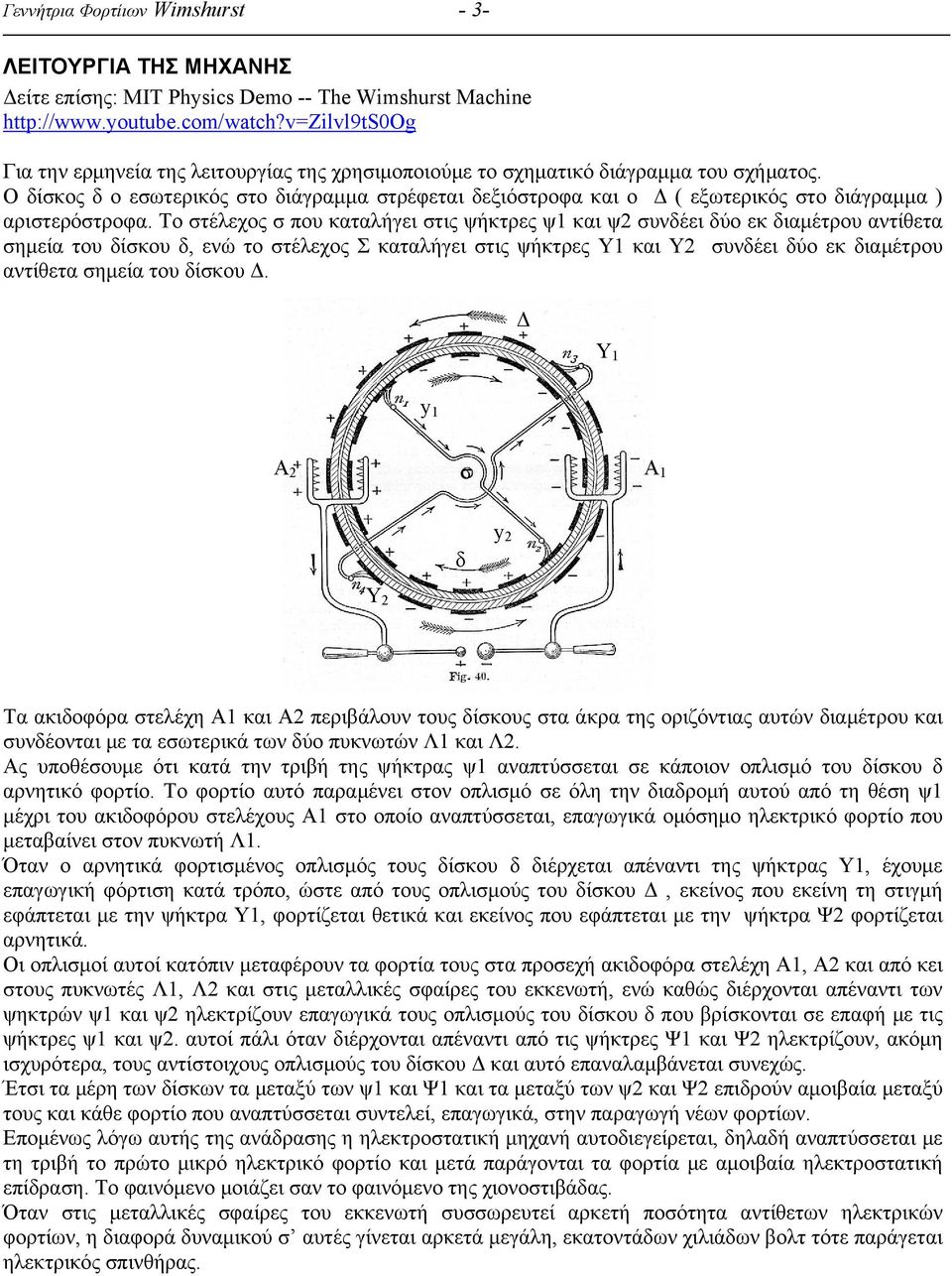 Ο δίσκος δ ο εσωτερικός στο διάγραμμα στρέφεται δεξιόστροφα και ο Δ ( εξωτερικός στο διάγραμμα ) αριστερόστροφα.