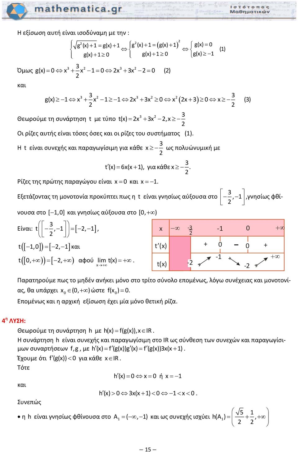 Ρίζες της ρώτης ργώγου είνι x= κι x=.