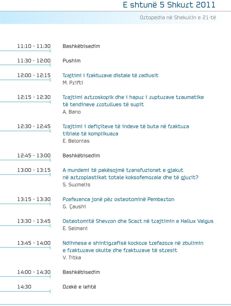 Bano 12:30-12:45 Trajtimi i defiçiteve të indeve të buta në fraktura tibiale të komplikuara E.