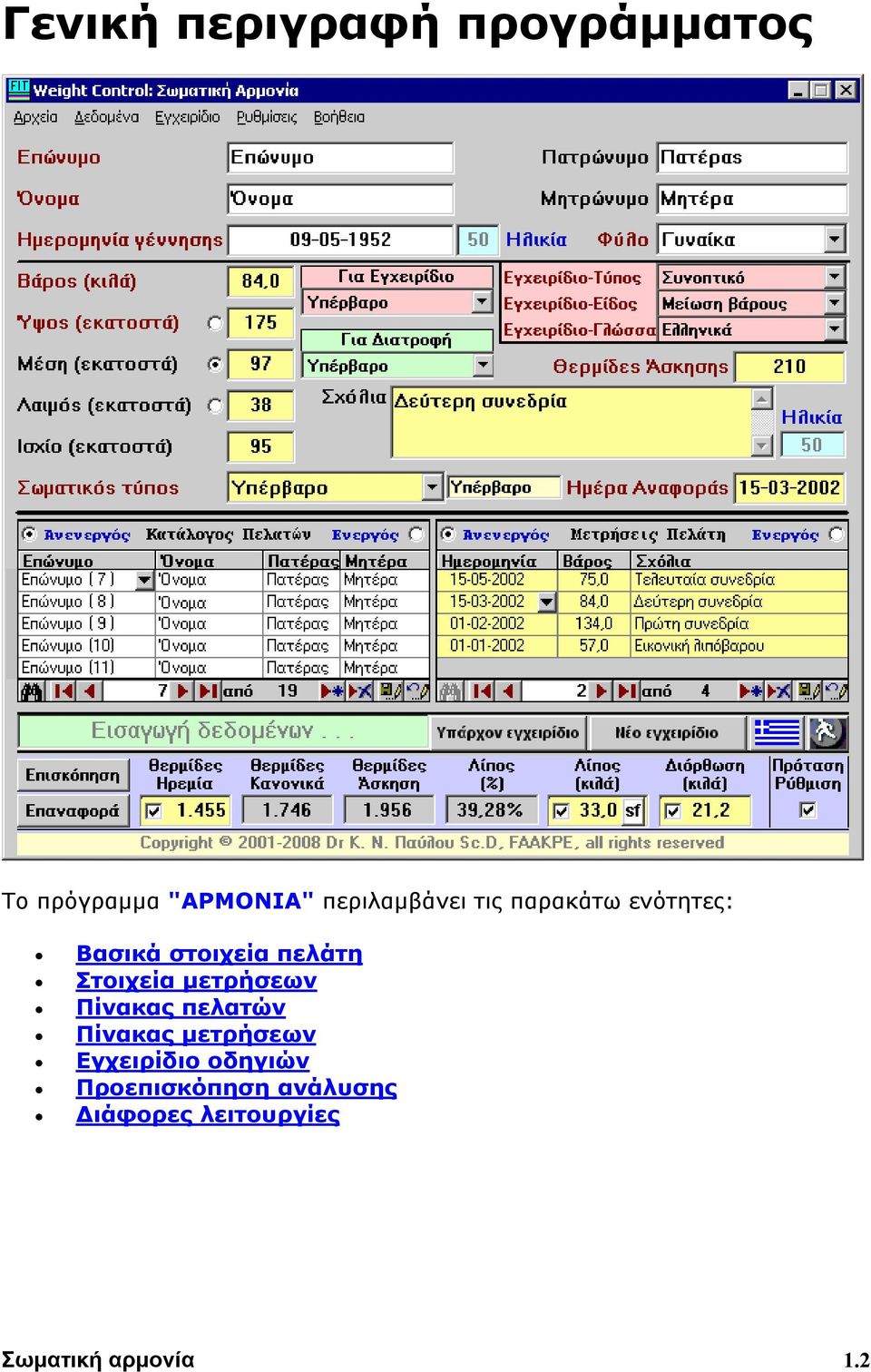 Στοιχεία μετρήσεων Πίνακας πελατών Πίνακας μετρήσεων