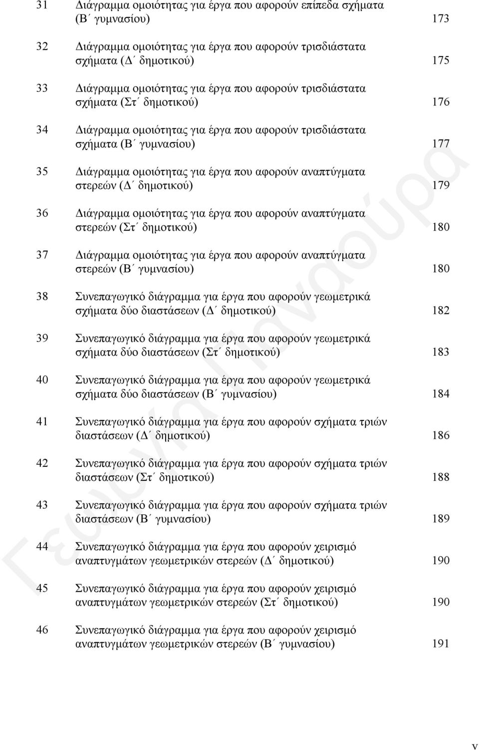 δημοτικού) 179 36 Διάγραμμα ομοιότητας για έργα που αφορούν αναπτύγματα στερεών (Στ δημοτικού) 180 37 Διάγραμμα ομοιότητας για έργα που αφορούν αναπτύγματα στερεών (Β γυμνασίου) 180 38 Συνεπαγωγικό