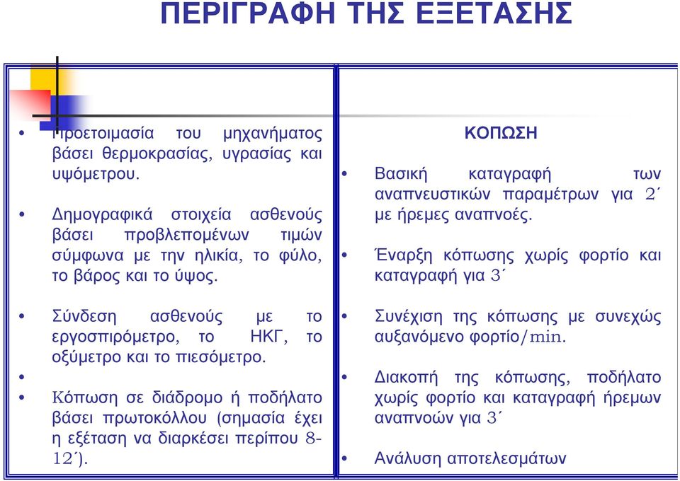 ΚΟΠΩΣΗ Βασική καταγραφή των αναπνευστικών παραμέτρων για 2 με ήρεμες αναπνοές.