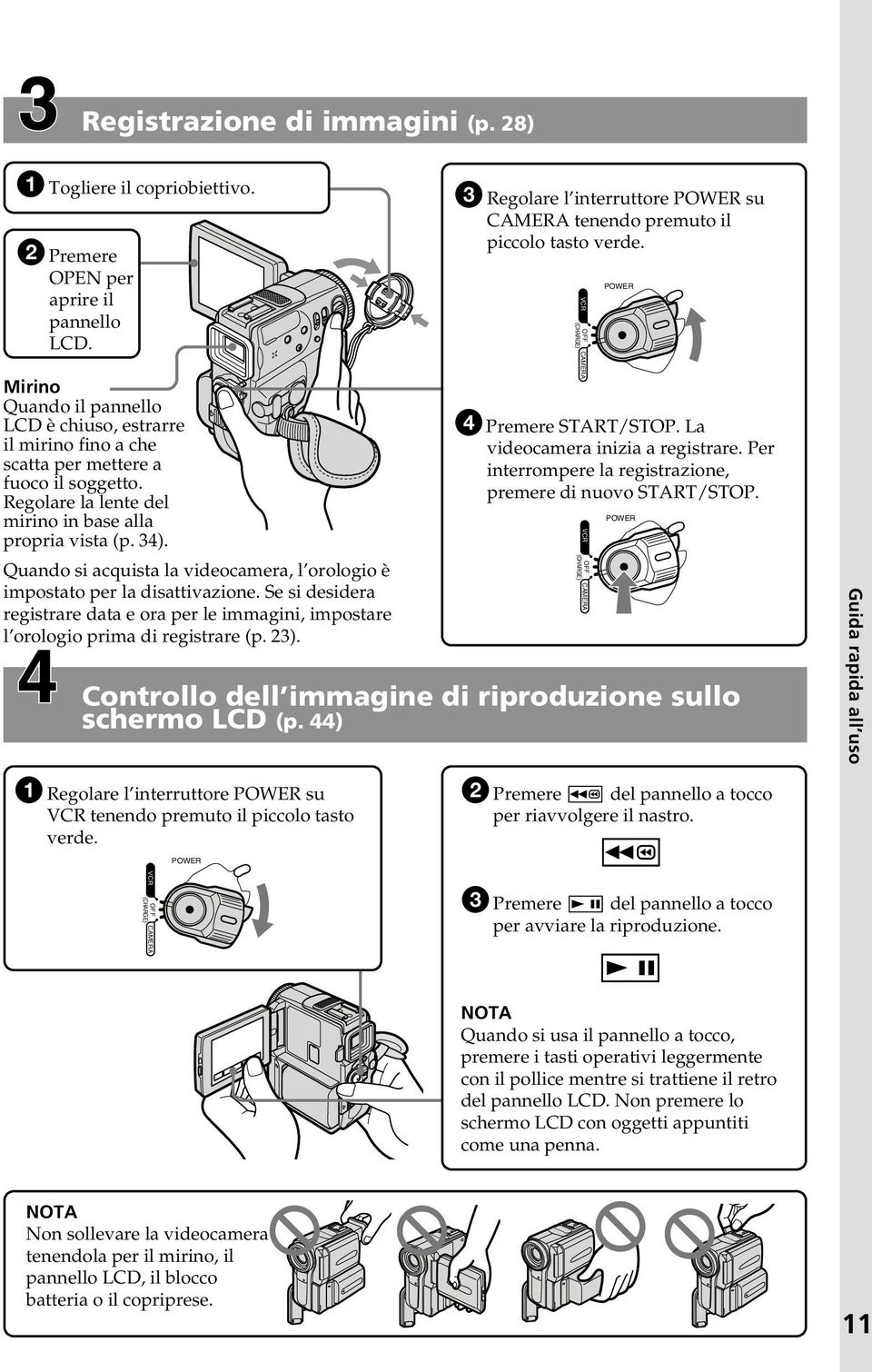 Quando si acquista la videocamera, l orologio è impostato per la disattivazione. Se si desidera registrare data e ora per le immagini, impostare l orologio prima di registrare (p. 23).