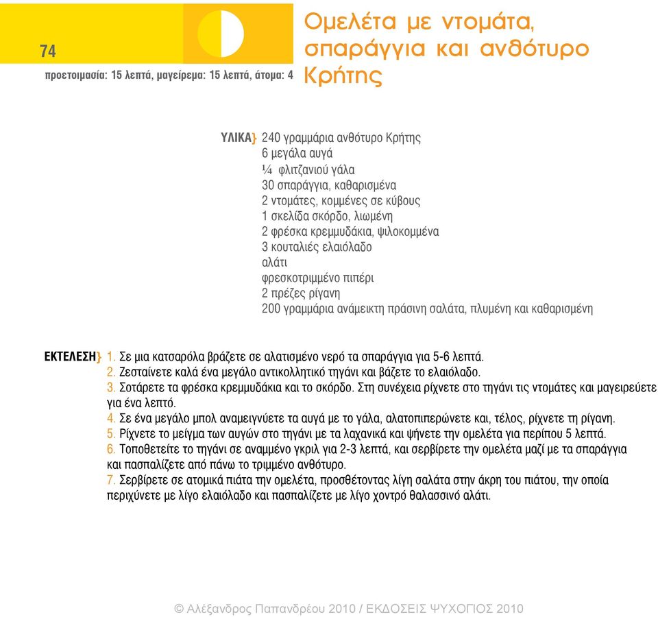 πράσινη σαλάτα, πλυμένη και καθαρισμένη ΕΚΤΕΛΕΣΗ} 1. Σε μια κατσαρόλα βράζετε σε αλατισμένο νερό τα σπαράγγια για 5-6 λεπτά. 2. Ζεσταίνετε καλά ένα μεγάλο αντικολλητικό τηγάνι και βάζετε το ελαιόλαδο.