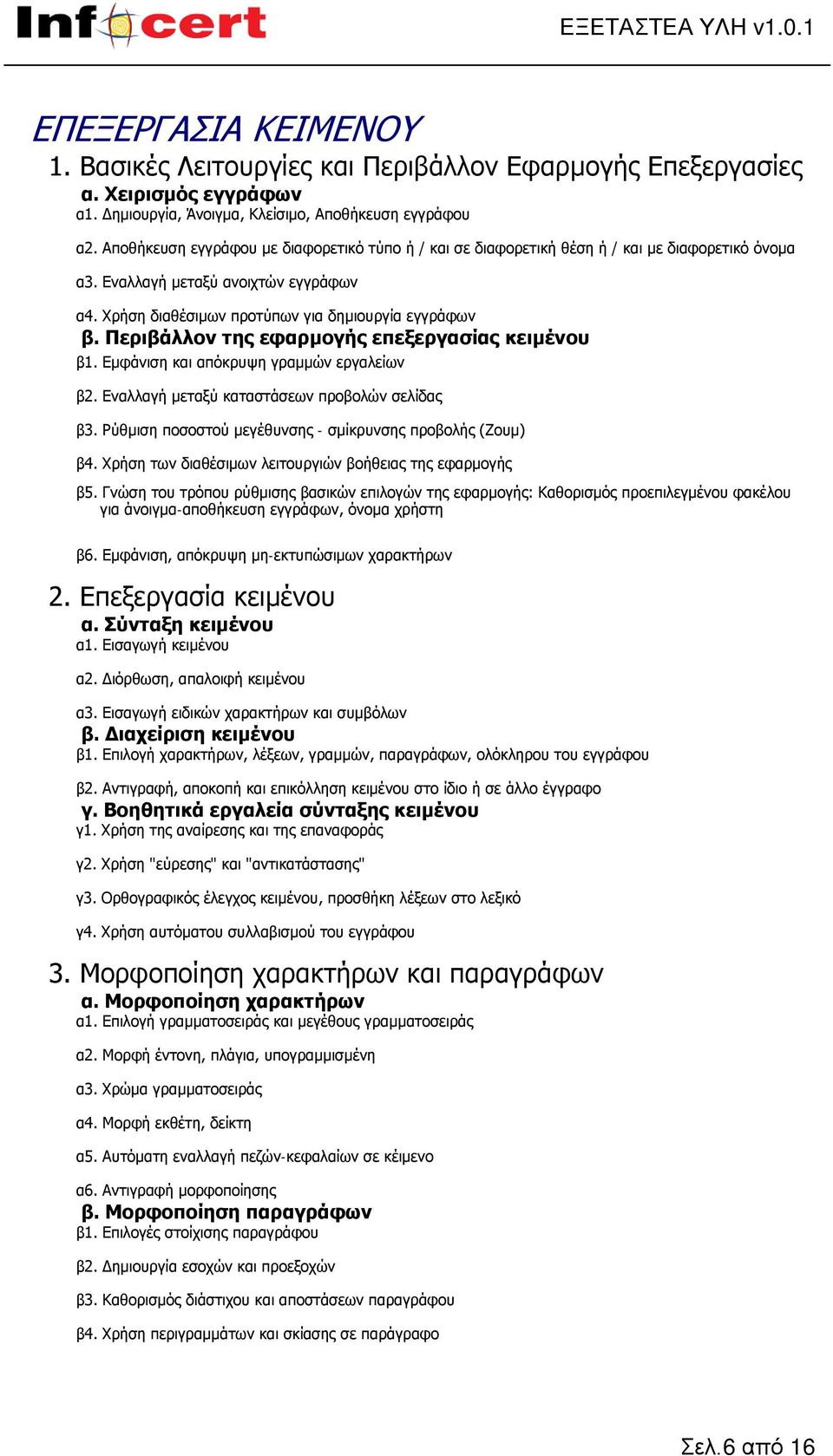 Περιβάλλον της εφαρμογής επεξεργασίας κειμένου β1. Εμφάνιση και απόκρυψη γραμμών εργαλείων β2. Εναλλαγή μεταξύ καταστάσεων προβολών σελίδας β3.