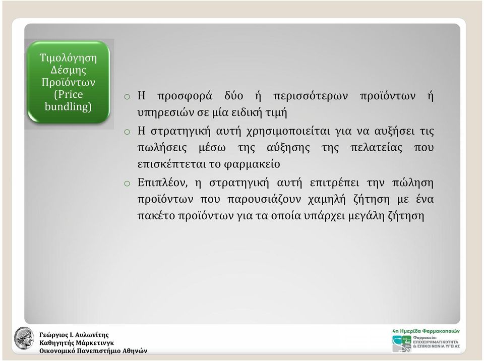 της πελατείας που επισκέπτεται το φαρμακείο Επιπλέον, η στρατηγική αυτή επιτρέπει την πώληση