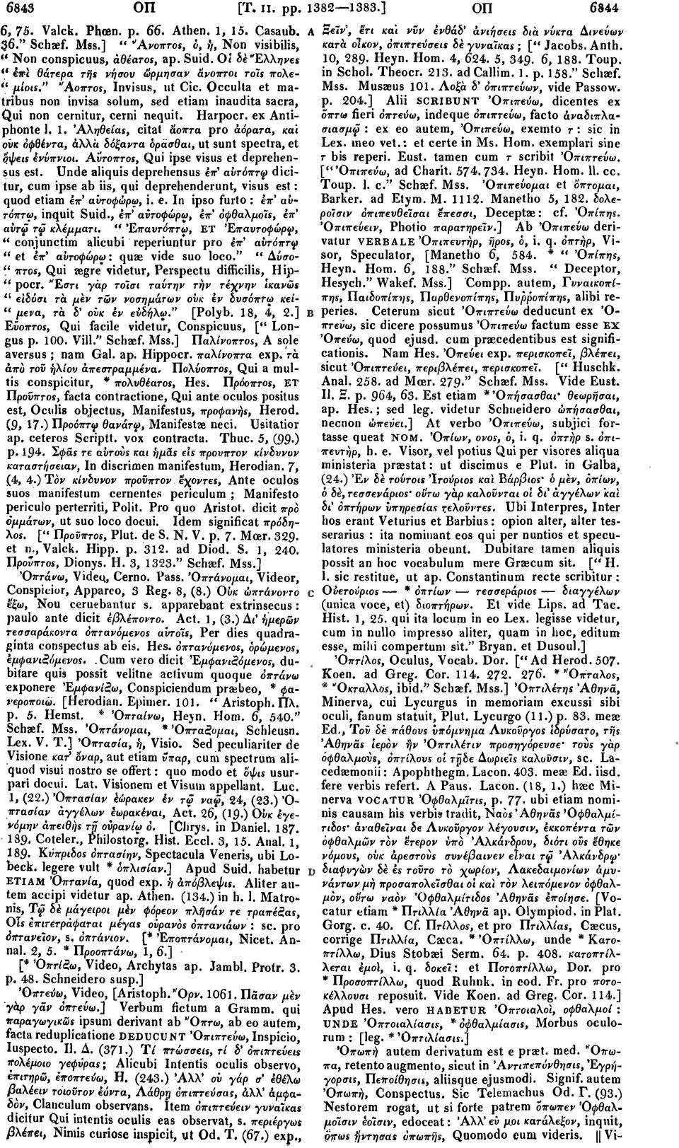 Harpocr. ex Antiphonte 1. 1. 'Αληθείας, citat άοπτα pro άόρατα, και ουκ όφθέντα, άλλά δόξαντα όρασθαι, ut sunt spectra, et όψεις ένύπνιοι. Αντοπτος, Qui ipse visus et deprehensus est.