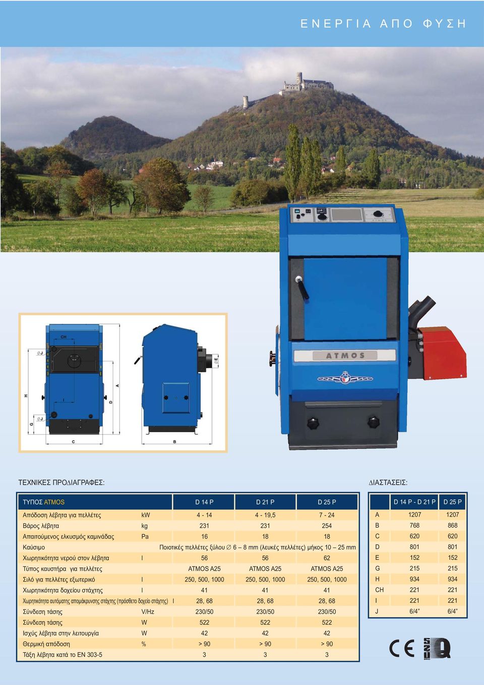 εξωτερικό l 250, 500, 1000 250, 500, 1000 250, 500, 1000 Χωρητικότητα δοχείου στάχτης l 41 41 41 Χωρητικότητα αυτόματης απομάκρυνσης στάχτης (πρόσθετο δοχείο στάχτης) l 28, 68 28, 68 28, 68 Σύνδεση