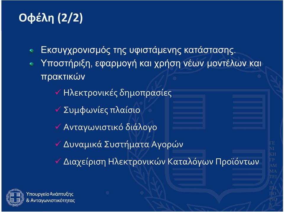 Ηλεκτρονικές δημοπρασίες Συμφωνίες πλαίσιο Ανταγωνιστικό διάλογο