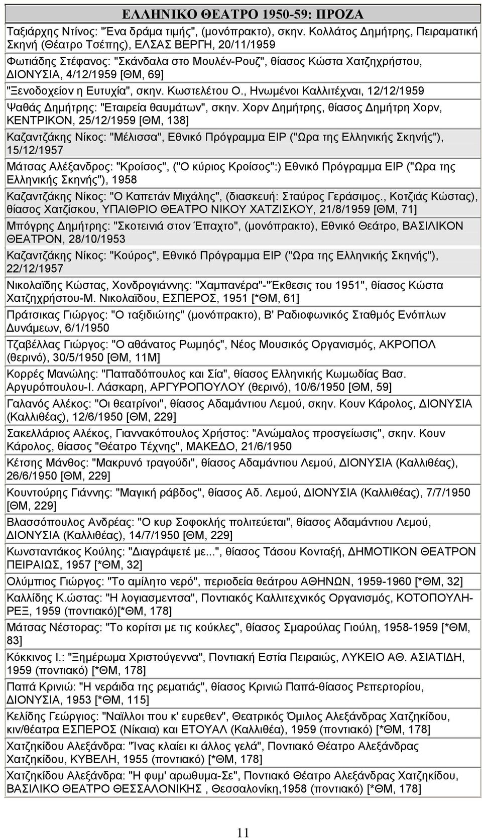 Ευτυχία", σκην. Κωστελέτου Ο., Ηνωμένοι Καλλιτέχναι, 12/12/1959 Ψαθάς Δημήτρης: "Εταιρεία θαυμάτων", σκην.