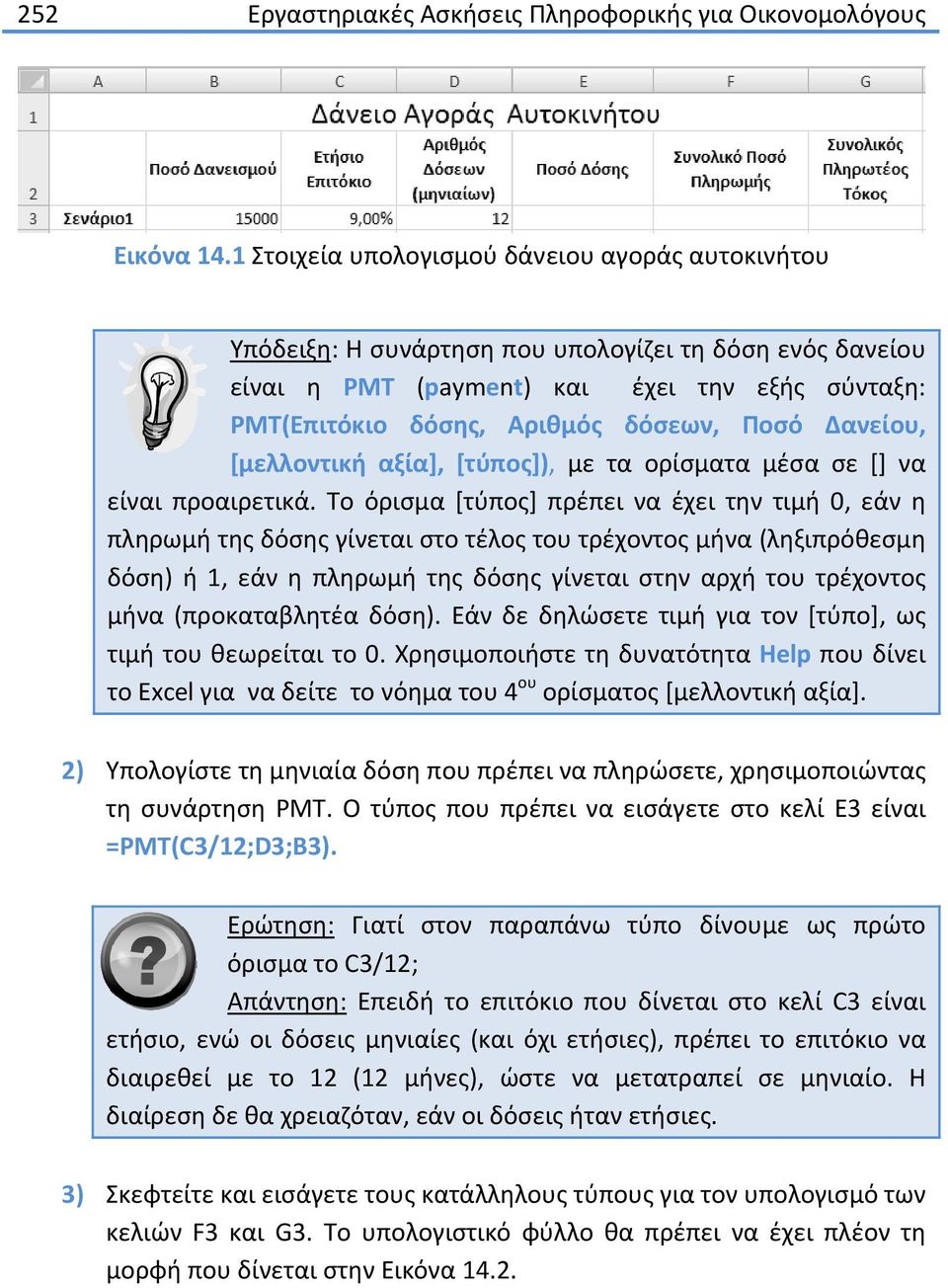 Δανείου, [μελλοντική αξία], [τύπος]), με τα ορίσματα μέσα σε [] να είναι προαιρετικά.