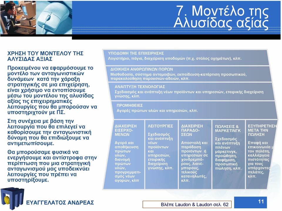 Στη συνέχεια µε βάσητην λειτουργία που θα επιλεγεί να καθορίσουµε την ανταγωνιστική δύναµη πουθαεπιδιώξουµε να αντιµετωπίσουµε.