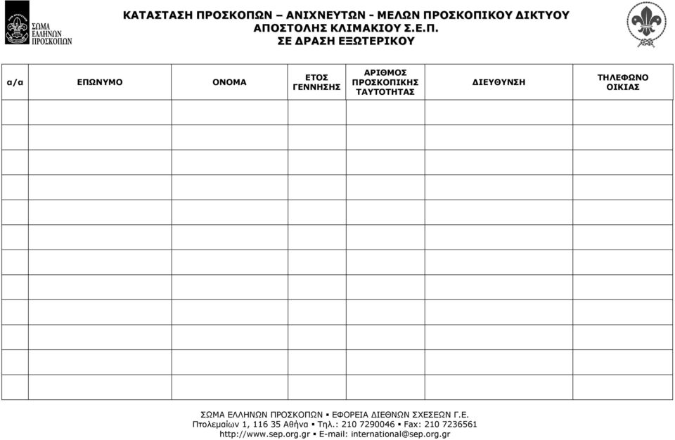 Π. α/α ΕΠΩΝΥΜΟ ΟΝΟΜΑ ΕΤΟΣ ΓΕΝΝΗΣΗΣ ΑΡΙΘΜΟΣ