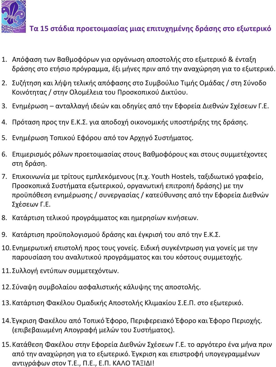 Συζήτηση και λήψη τελικής απόφασης στο Συμβούλιο Τιμής Ομάδας / στη Σύνοδο Κοινότητας / στην Ολομέλεια του Προσκοπικού Δικτύου. 3.