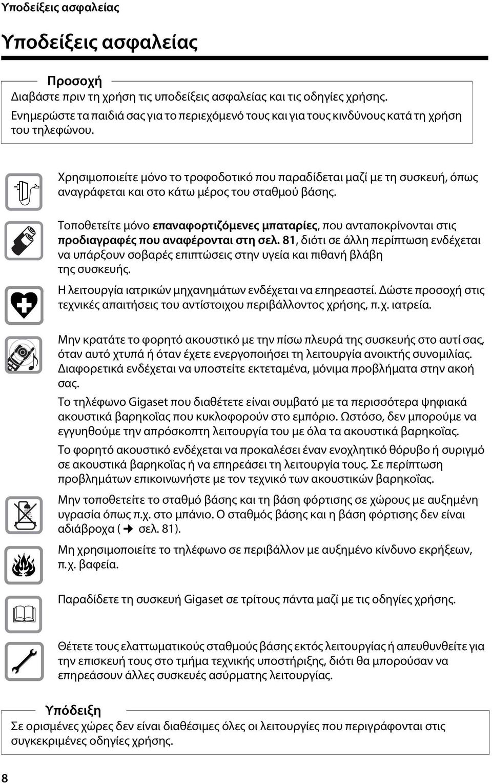 $ Χρησιμοποιείτε μόνο το τροφοδοτικό που παραδίδεται μαζί με τη συσκευή, όπως αναγράφεται και στο κάτω μέρος του σταθμού βάσης.