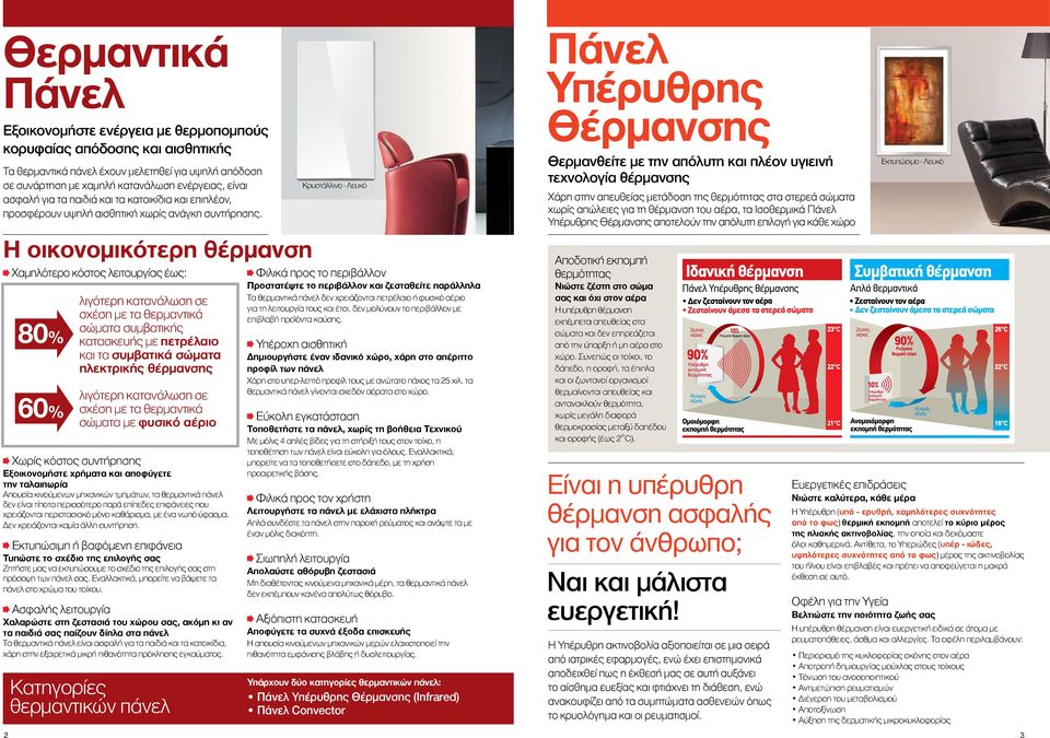 Η οικονομικότερη θέρμανση Χαμηλότερο κόστος λειτουργίας έως: 80% % λιγότερη κατανάλωση σε σχέση με τα θερμαντικά σώματα συμβατικής κατασκευής με πετρέλαιο και τα συμβατικά σώματα ηλεκτρικής θέρμανσης