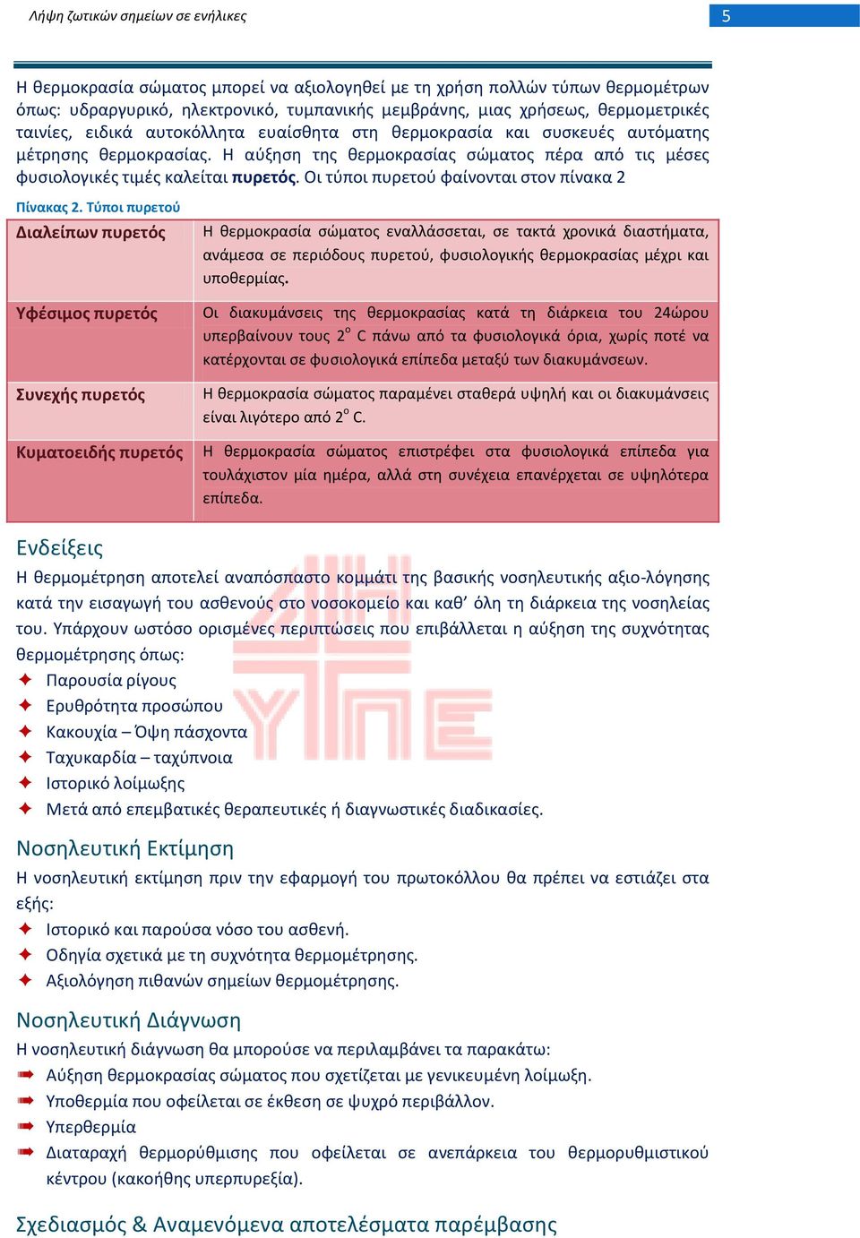 Οι τφποι πυρετοφ φαίνονται ςτον πίνακα 2 Πίνακασ 2.