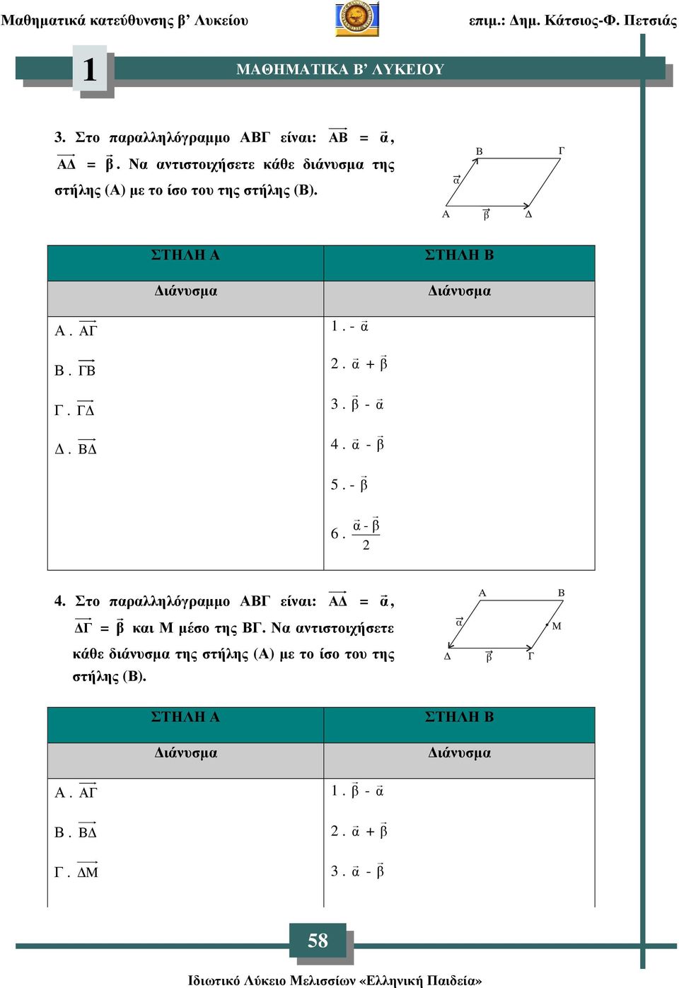 α + β 3. β - α 4. α - β 5. - β 6. α - β 4.