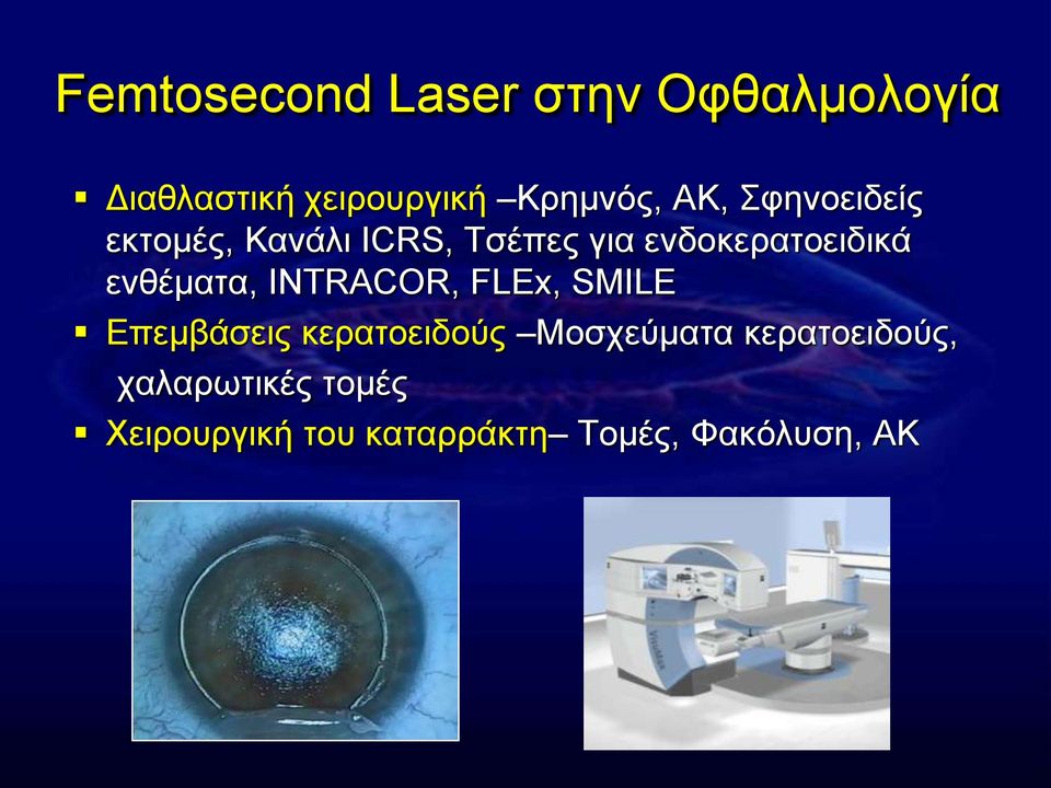 ελζέκαηα, INTRACOR, FLEx, SMILE Δπεκβάζεηο θεξαηνεηδνύο Μνζρεύκαηα